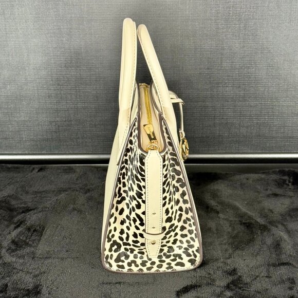 Michael Kors Avril Small Leather and Cheetah Print Calf Hair Satchel - Picture 6 of 14
